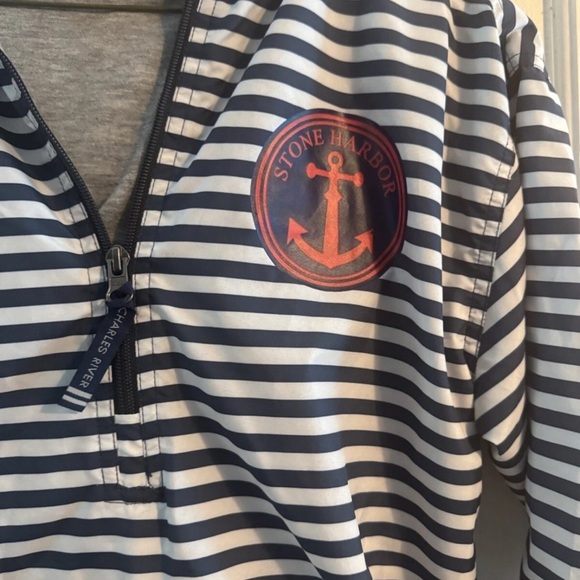 Charles River Apparel Striped pullover jacket - Navy and White - Picture 2 of 7